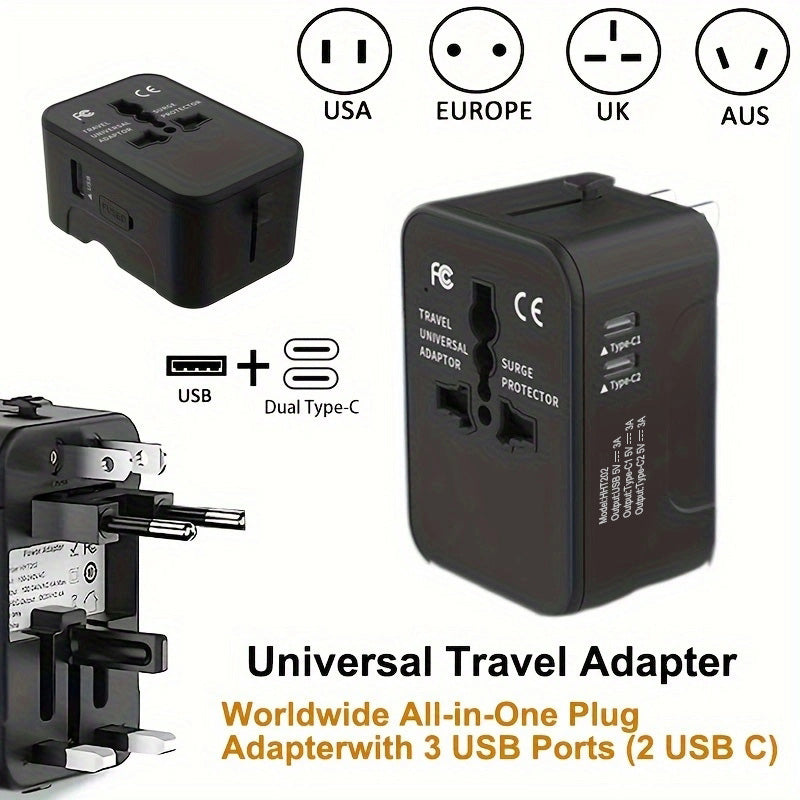 Travel Adapter Worldwide All In One International Power Adapter Universal Adapter Plug With 2.1A Dual USB Charging Ports For Asia Europe UK AUS And USA - 5 - CJ