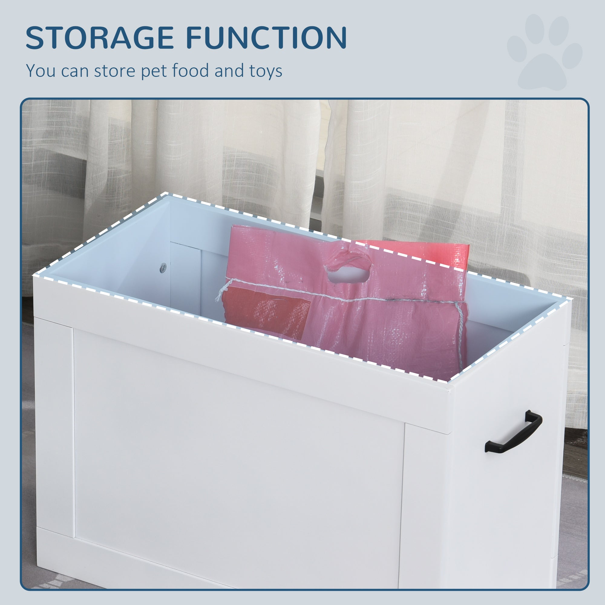 Raised Pet Feeding Storage Station with 2 Stainless Steel Bowls Base for Large Dogs and Other Large Pets, White - 5 - CJ