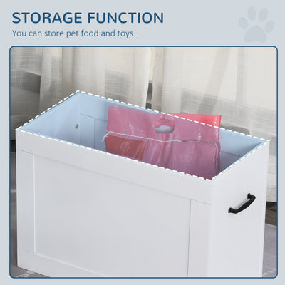 Raised Pet Feeding Storage Station with 2 Stainless Steel Bowls Base for Large Dogs and Other Large Pets, White - 5 - CJ