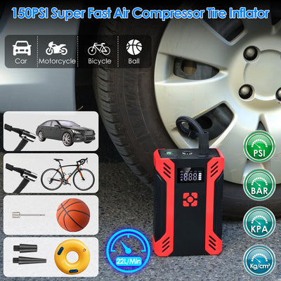 1Pc Car Jump Starter With Air Compressor Portable Car Battery Booster With Digital Tire Inflator With 2000mAh Peak Current For 12V Car 6.5L Gas Or 4.0L Diesel Engines - 5 - cjdropshipping