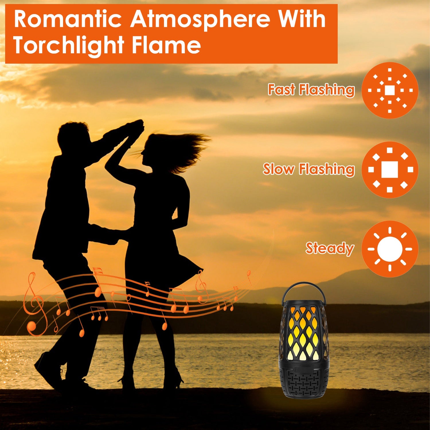1Pc 4 In 1 Wireless 5.3 Outdoor Speaker IPX5 Waterproof Patio Speaker LED Flame Speaker With 3 Flame Light Modes Hook Stake Wall Mount Holder Sync Up To 1,00 Speakers - 5 - CJ