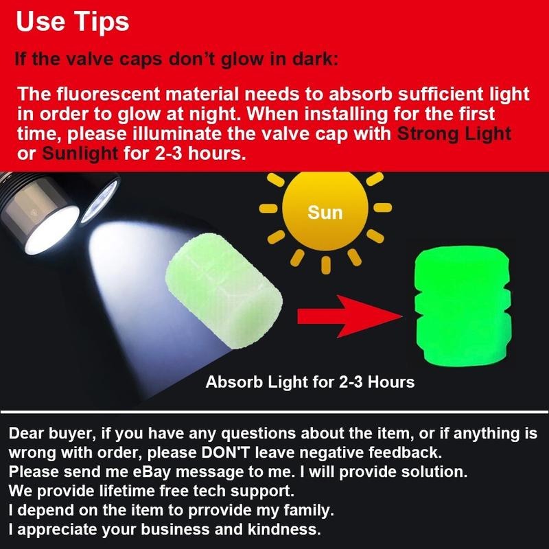 4x Fluorescent Universal Luminous Glow In Dark Car Tire Tyre Valve Caps Cover - 5 - cjdropshipping