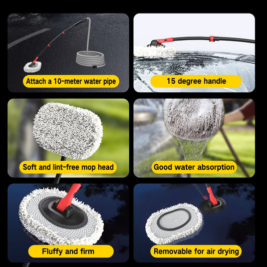 Portable 41 - inch Automatic Water Car Wash Mop For Home And Outdoor Use, Featuring A Soft Brush Head To Prevent Scratches, Includes A 10 - meter Hose That Connects To A Water Faucet, Suitable For Cleanin - 5 - cjdropshipping