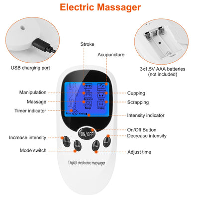 1Pc Electric Muscle Stimulator Dual Channels With 8 Electrode Pads Pulse Massager Pain Relief Therapy Tens Device - 5 - CJ