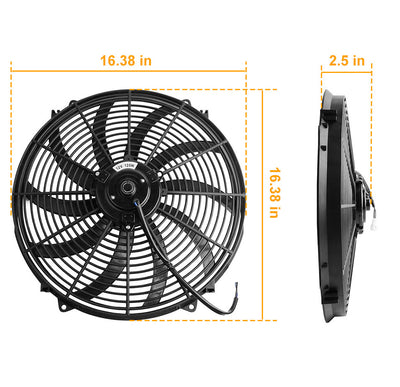 16 Inch Electric Radiator Cooling Fan 12V 120W 10 Blades Car Thermostat Kit With Mounting Kit - 5 - CJ