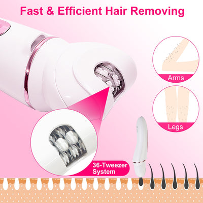 1Pc 5 In 1 Electric Body Epilator Rechargeable Women's Grooming Kit Epilator Shaver Facial Brush Callus Remover 5 Point Massager With LED Light LED Display Charging Base - 5 - CJ
