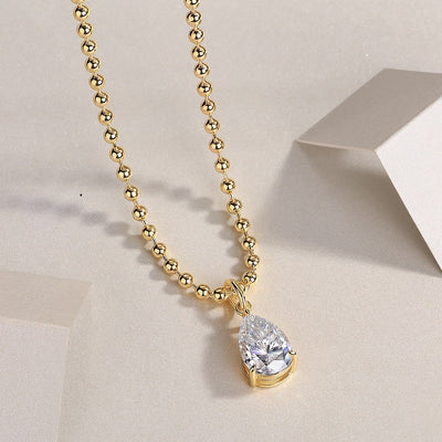 1Wish Light - A Fashionable And Trendy Diamond Jewelry Necklace Pendant Set With Pear - shaped Moissanite S925 Sterling Silver And Gold Plating Prohibit TikTok sales - 5 - cjdropshipping