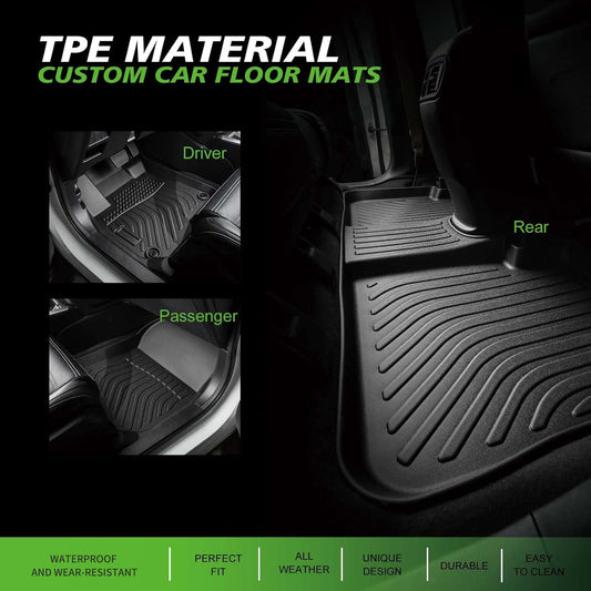 Floor Mats Fit For 2021 - 2025 VW Golf 8 All Weather Protection TPE Car Floor Liners, Fits 1st & 2nd Row Full Set VW Golf Custom Accessories, Black - 5 - CJ