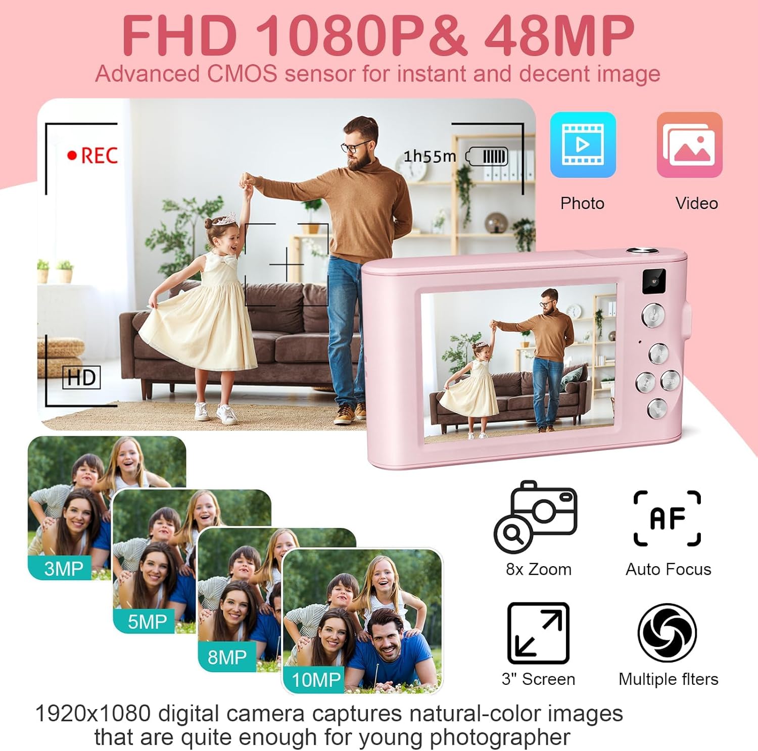 Kids Digital Camera Christmas Birthday Gifts With 32GB SD Card - 5 - CJ
