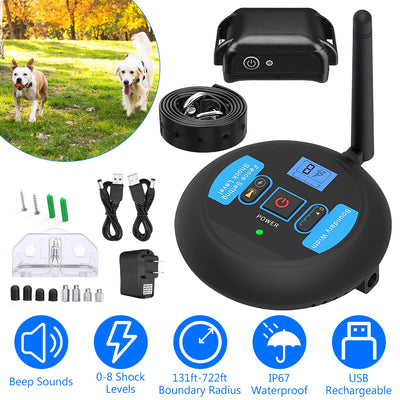 1Set Wireless Electric Dog Fence Pet Shock Boundary Containment System Electric Training Collar For Small Medium Large Dogs - 5 - CJ
