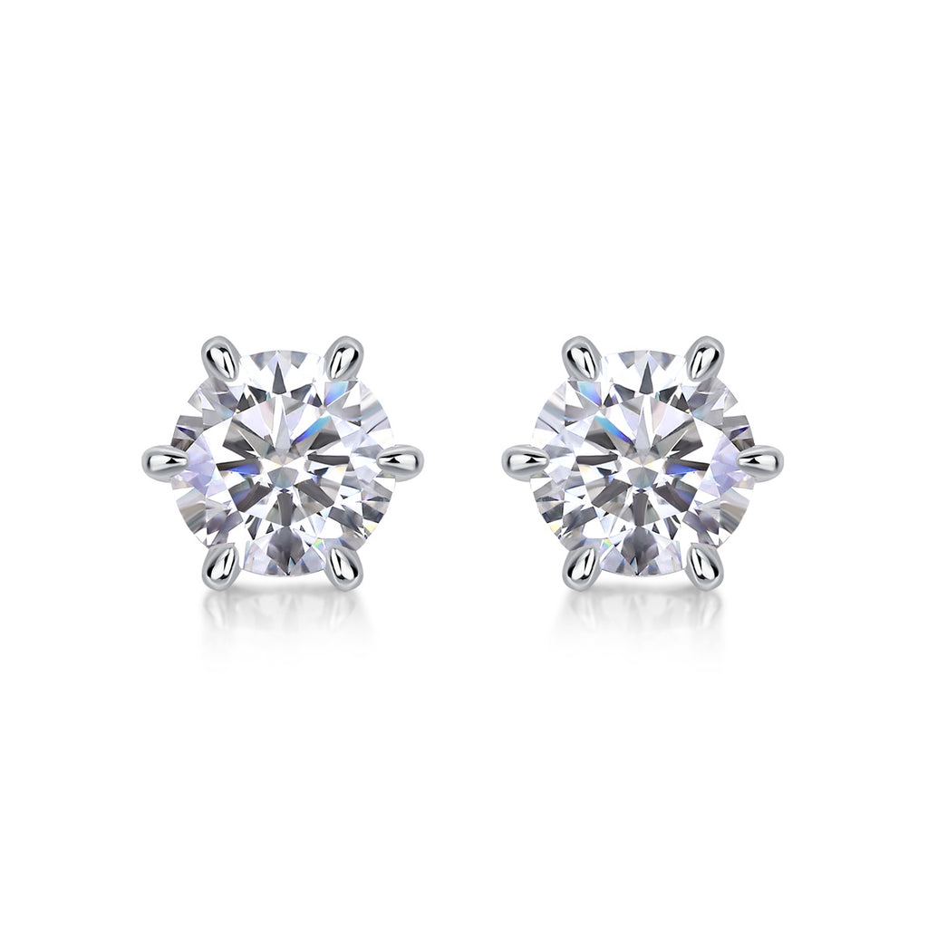 Guardian Classic Six Claw Luxury Fashion Diamond Earrings Stud Set Mosan Diamond Silver Jewelry