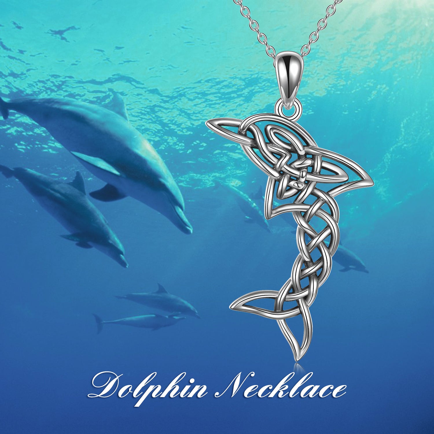 S925 Sterling Silver Celtic Knot Dolphin Pendant Necklace - 5 - cjdropshipping
