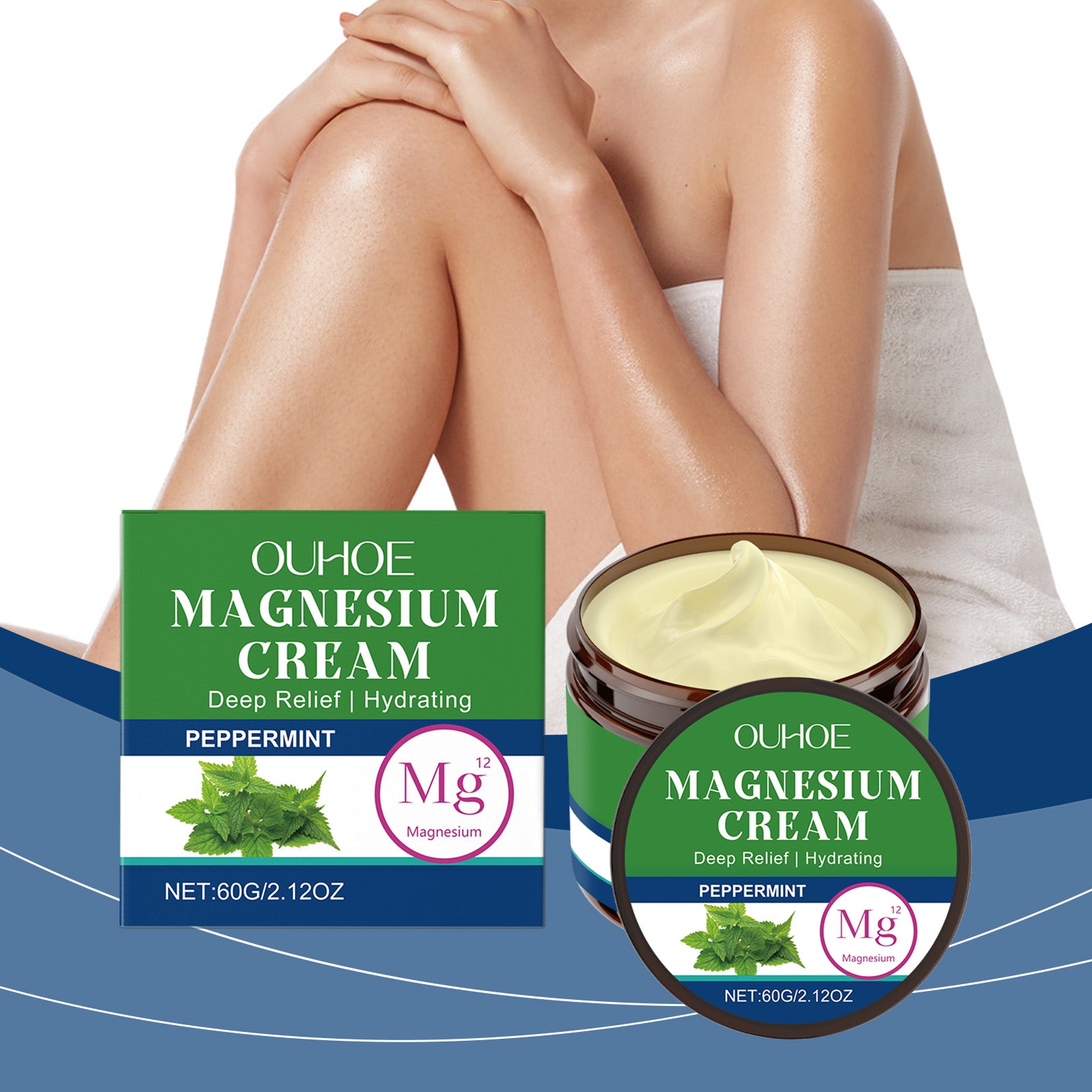 OUHOE Peppermint Body Soothing Magnesium Cream, For Wrist And Knee Discomfort Mild Ingredients For Soothing Sleep Care - 5 - CJ