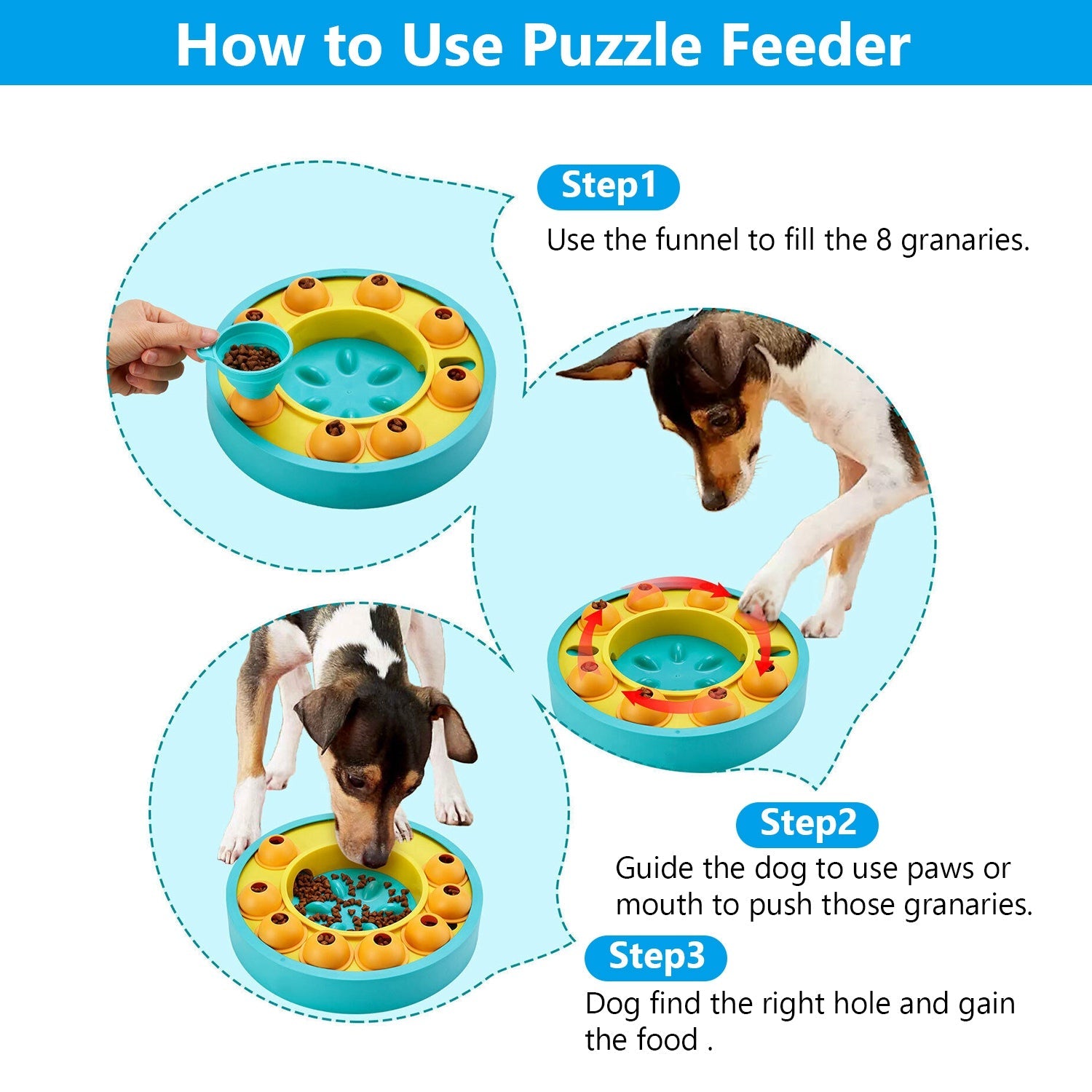 1Pc Dog Puzzle Food Feeder Slow Feeding Bowl Interactive Toy Dog Treat Dispensing Toy For IQ Training Mental Enrichment For Small Medium Large Dog Cat by CJ