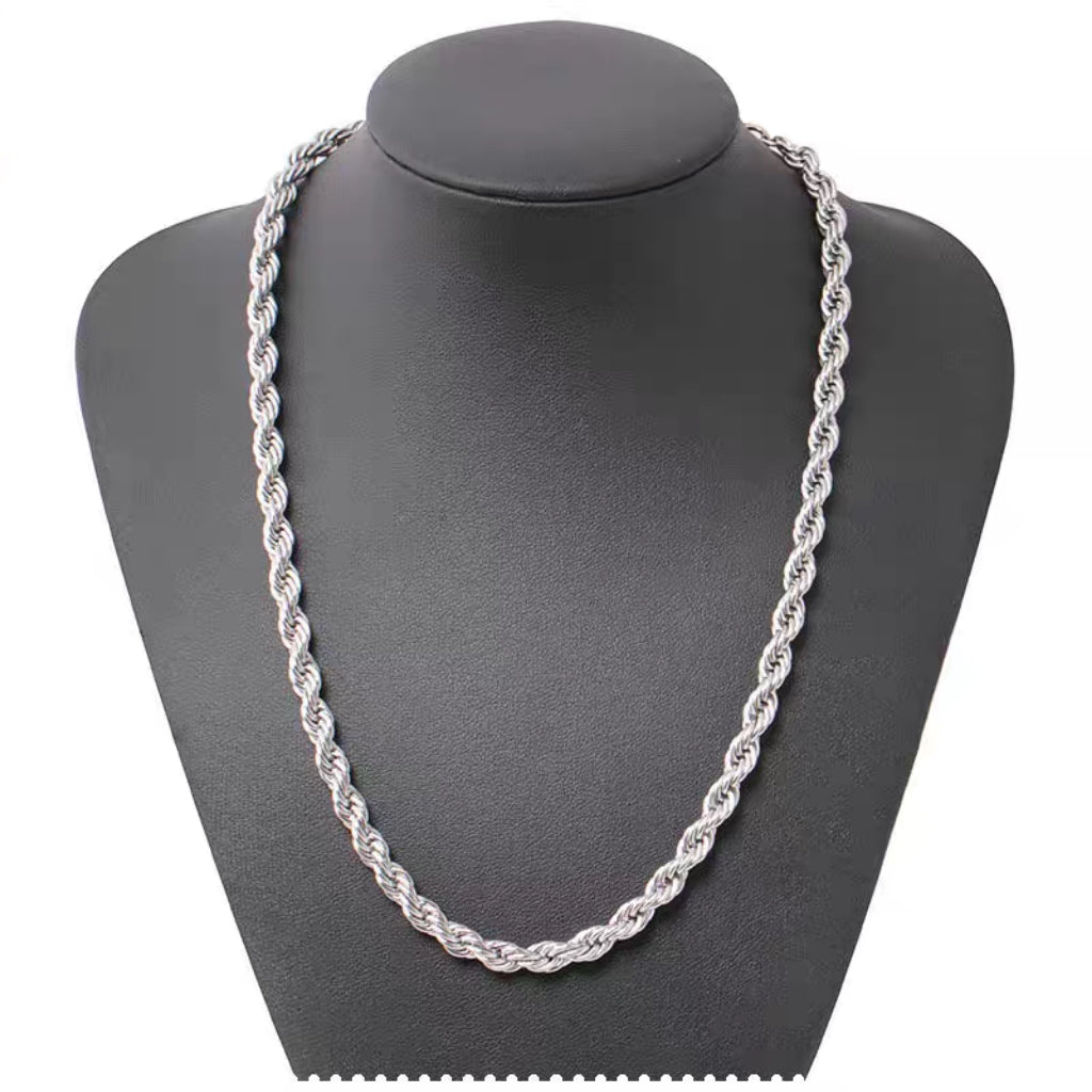 1pc Stainless Steel Twist Chain Necklace,Daily Wear Essential,Ideal Gift For Jewelry Enthusiasts And Crafters - 5 - CJ