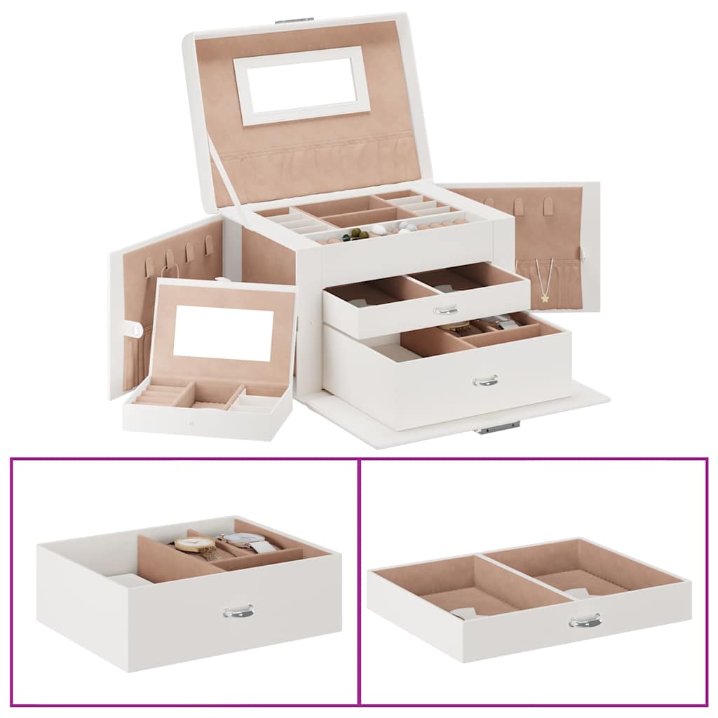3 - Tier Jewelry Box with Mirror, Lockable - 5 - CJ