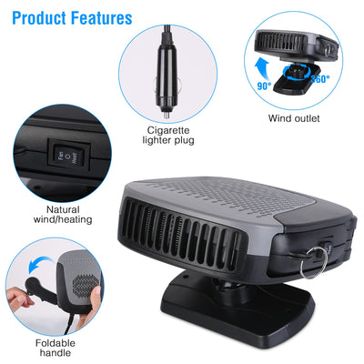 12V 150W Portable Car Auto Heater Heating Fan 2 In 1 Defroster Demister Windshield Heater Automotive Cooling Fan - 5.0 - cjdropshipping