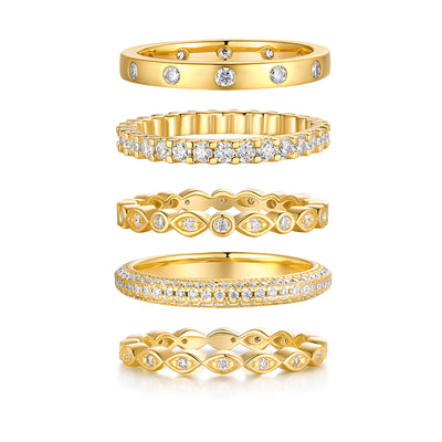 1Starlight Golden Melody - Fashionable Men’s And Women’s Ring And Ring Jewelry Set With Moissanite S925 Sterling Silver And Gold - plated Diamond Prohibit TikTok sales - 5 - cjdropshipping