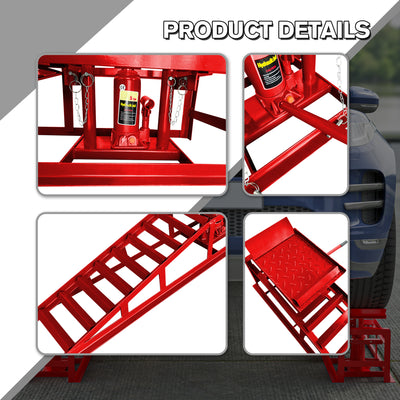 2 Pack Hydraulic Car Ramps 5T 11000lbs Low Profile Car Lift Service Ramps Truck Trailer Garage,Height Hydraulic Vehicle Ramps - 5 - CJ
