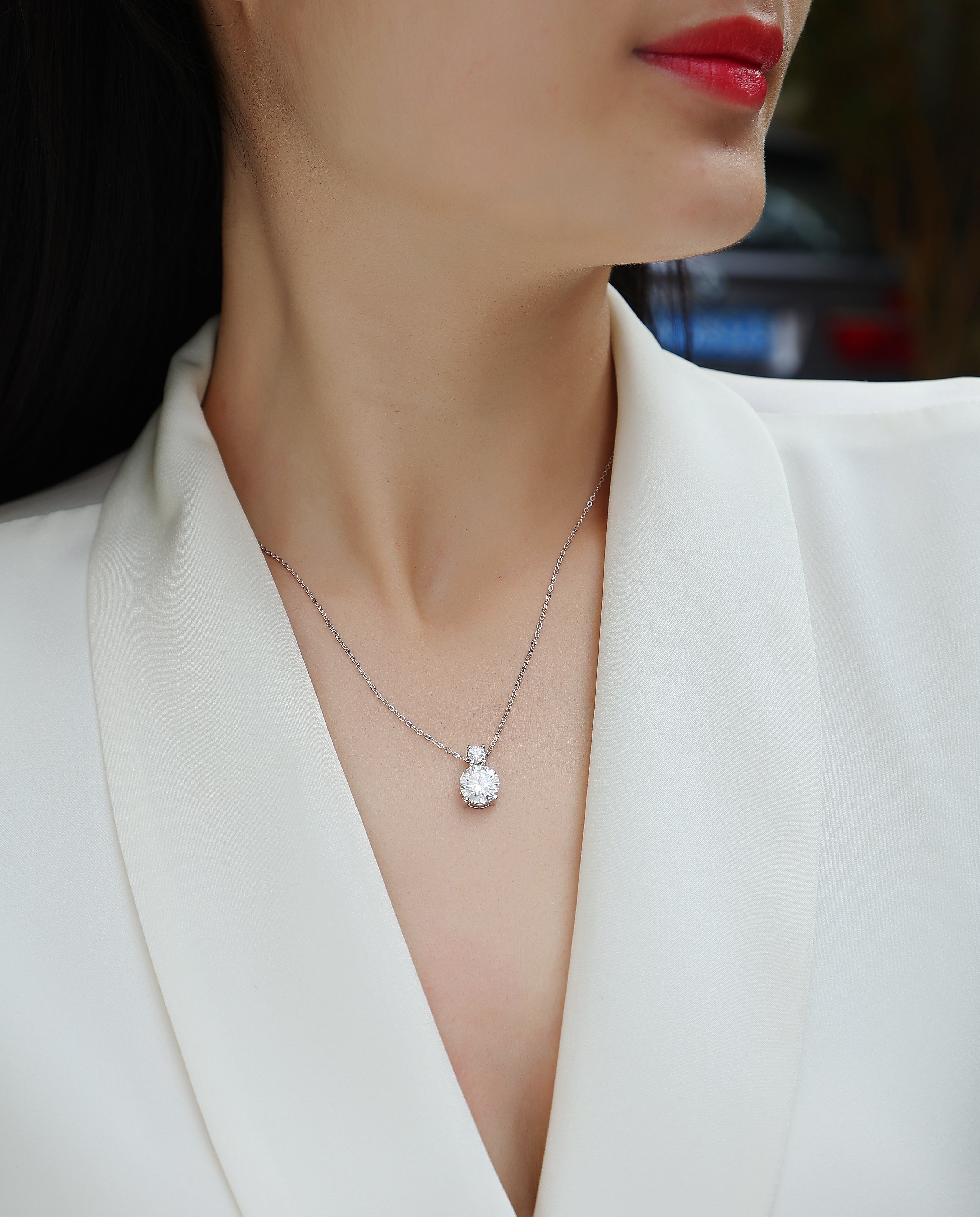 1Jazz Manor - A Fashionable And Luxurious Diamond Jewelry Piece Set With 3 - carat Moissanite S925 Sterling Silver And Platinum - plated Pendant Prohibit TikTok sales - 5 - cj
