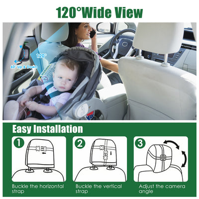 1Pc 1080P Baby Car Camera For 2 Kids Dual Channel Car Baby Monitor Rear Facing Car Seat Camera With 120Degree Wide View 6.86In HD Split Screen Night Vision - 5 - cjdropshipping