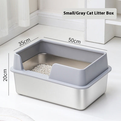 Stainless Steel Litter Box High Fence Anti - splash - 0 - CJ