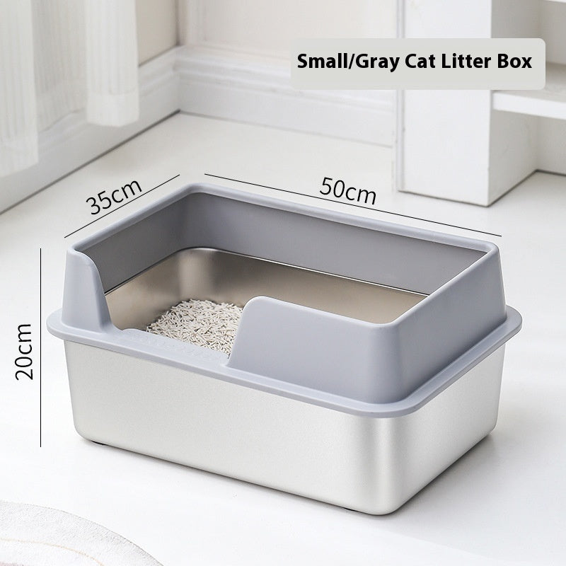 Stainless Steel Litter Box High Fence Anti - splash - 0 - CJ - Gray - 50x35x20 - CJYD204371501AZ