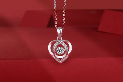 1Heart To Have Your Luxurious Fashion Diamond Pendant Necklace Set With Mosan Diamond Silver Ornaments Prohibit Tk Sales - 5 - CJ