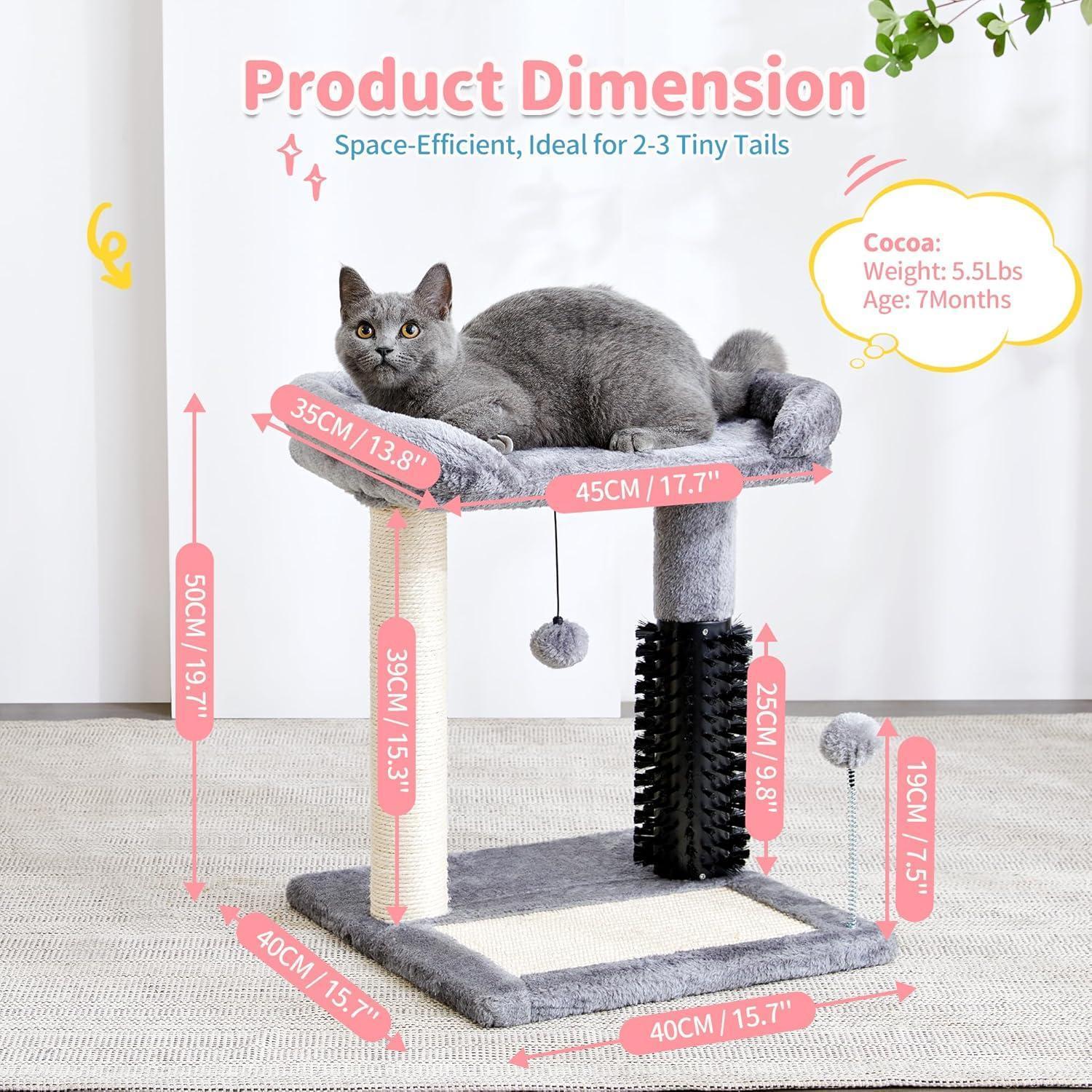 Small 4 - in - 1 Cat Tree Tower With Self - grooming Brush And Natural Sisal Scratching Post, Soft Plush Cat Bed And Hanging Ball, Suitable For Indoor Kittens - 5 - CJ