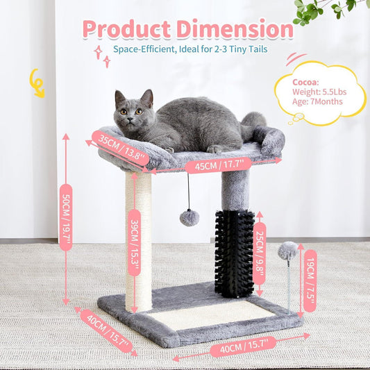 Small 4 - in - 1 Cat Tree Tower With Self - grooming Brush And Natural Sisal Scratching Post, Soft Plush Cat Bed And Hanging Ball, Suitable For Indoor Kittens - 5 - CJ