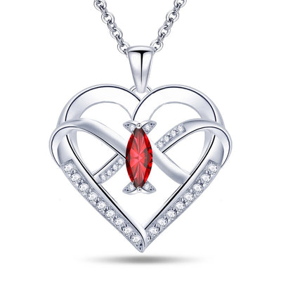 Emma Manor Heart Pendant Necklace 14k White Gold Plated 5A Cubic Zirconia Infinity Butterfly Jewelry For Women - 5 - CJ
