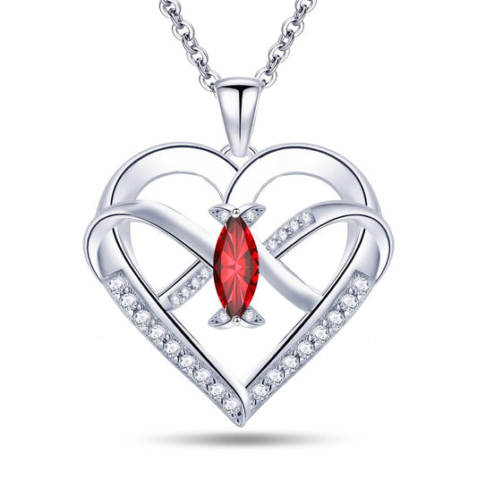 Emma Manor Heart Pendant Necklace 14k White Gold Plated 5A Cubic Zirconia Infinity Butterfly Jewelry For Women - 5 - CJ