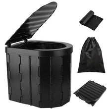 Foldable Emergency Toilet Portable Porta Potty For Car Travel Camping Boating Hiking Cleanable Travel Commode With Lid Carry Bag 1 Roll Garbage Bags - 5 - CJ