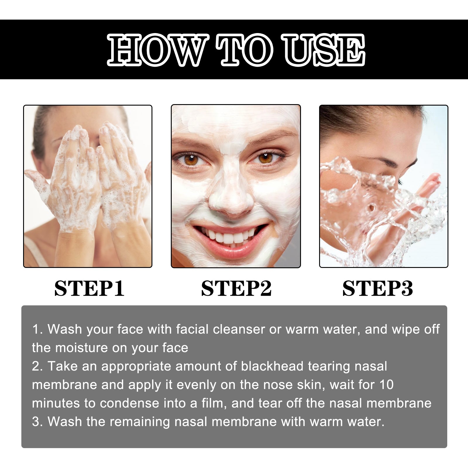 OUHOE Blackhead Peeling Nose Mask Deep Cleansing, Blackhead Acne, Pore Tightening, Strawberry Nose Mask