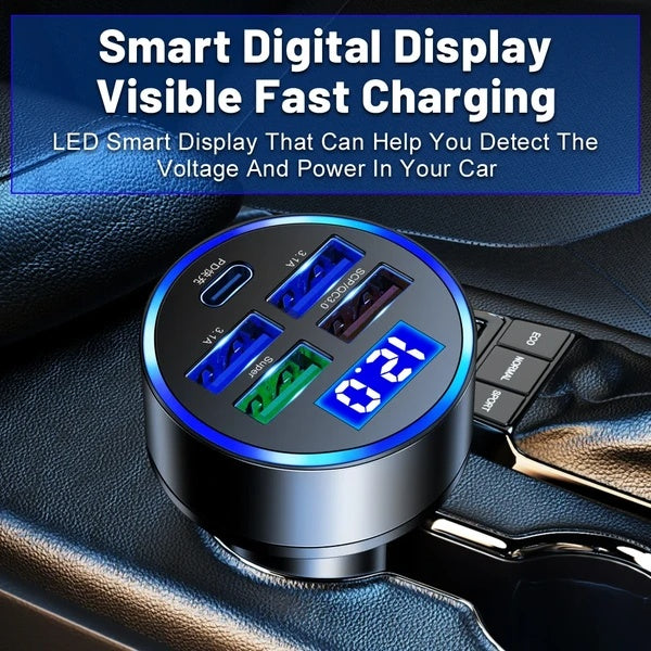 5 USB Port Super Fast Car Charger Adapter For Android Cell Phone - 5 - cjdropshipping