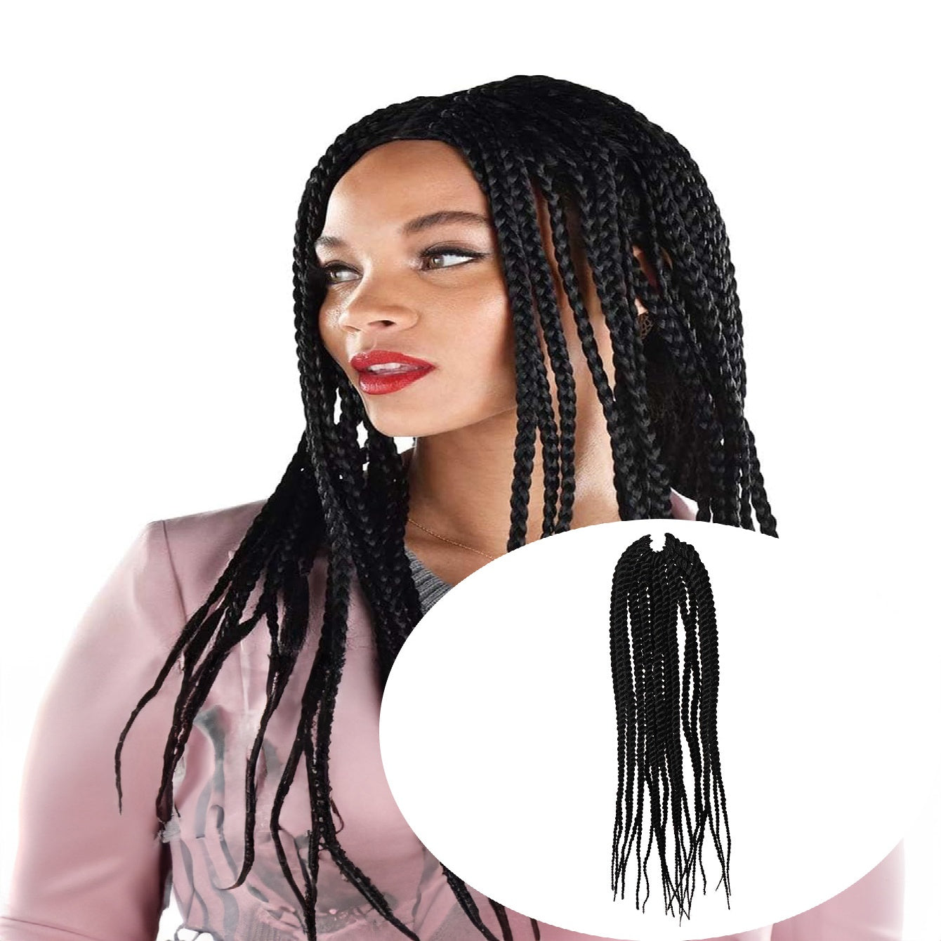 4X EZ SENEGALESE BRAID Long Crochet Braid Synthetic Hairstyle Black Burgundy Brown Ladies Box Braid Crochet Hair - 16 Inch - 5 - CJ