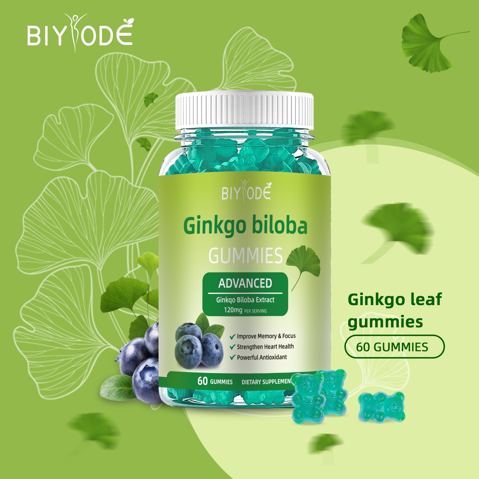 Fast Shipping Ready Stock Wholesale Herbal Supplements Ginkgo Biloba Gummies For Memory & Focus Support - 4 - CJ