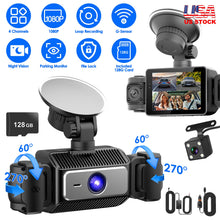 4 Channel Car Dash Cam With 128G MMC Card 1080P Front 720P Left Right 480P Rear G - Sensor Parking Monitor Loop Recording Night Vision 360 Degree Surveillance Car Camera - 5.0 - cjdropshipping