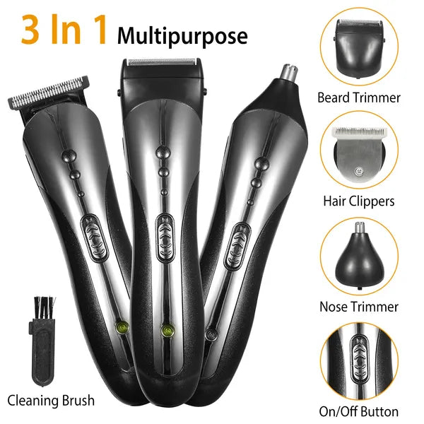 Men Electric Hair Clipper Trimmer Rechargeable Beard Shaver Razor Nose Trimmer Set - 5 - CJ