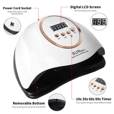 UV LED Nail Lamp, Professional Nail Dryer Gel Polish Light With 45 Beads, UV Nail Light With 4 Timer Settings, Nail Polish Curing Gel LED Dryer With Automatic Sensor, LCD Display - 5 - CJ