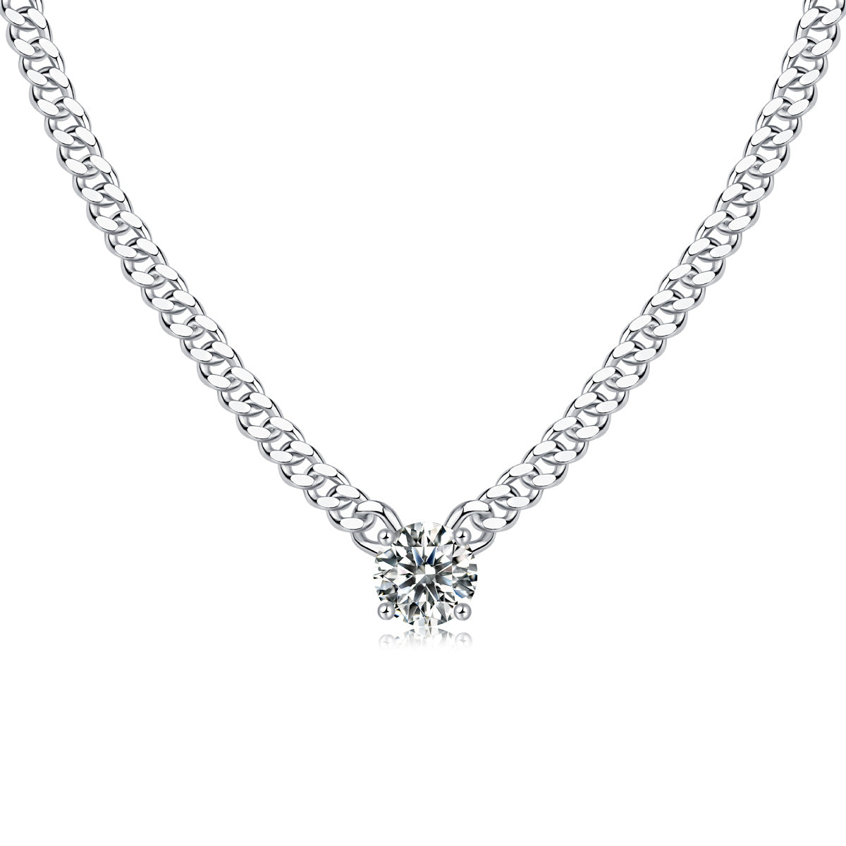 Cuban Necklace Luxury Fashion Diamond Pendant Necklace Set With Mosan Diamond Silver Ornaments