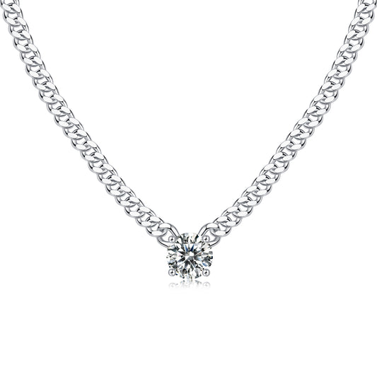 1Cuban Necklace Luxury Fashion Diamond Pendant Necklace Set With Mosan Diamond Silver Ornaments Prohibit TikTok sales - 5 - CJ