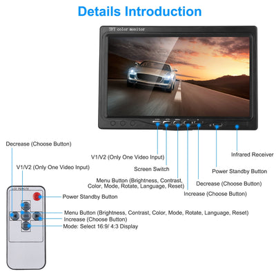 1Pc 7In Screen Backup Camera System Vehicle Rear View Monitor Kit IP67 Waterproof Car Parking Reverse System With Night Vision For Car Trunk Van SUV - 5 - cjdropshipping