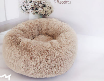 Dog Beds For Small Dogs Round Plush Cat Litter Kennel Pet Nest Mat Puppy Beds - 0 - CJ - Rubber Color - 27.6X7.9inch - CJGY136518216PK