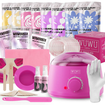 Waxing Kit WUWUVISTA 69 Items Hair Removal Wax Kit With Wax Warmer Waxing Beads For Face, Brazilian, Full Body, Bikini, Sensitiive Skin Skin Suitable For Plugs Of American, European Specification - 5.0 - CJ