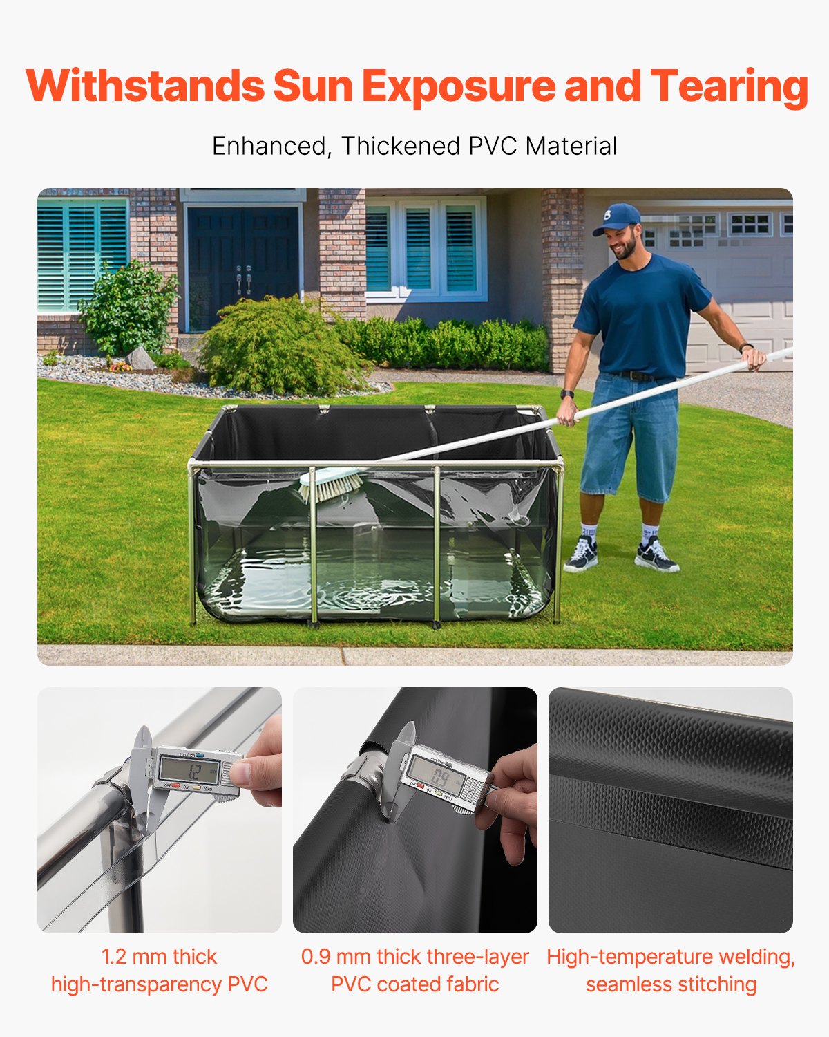Canvas Fish Pond Above Ground Koi Tank 270 Gal With Clear Viewing Panel - 5 - CJ