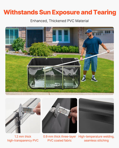 Canvas Fish Pond Above Ground Koi Tank 270 Gal With Clear Viewing Panel - 5 - CJ