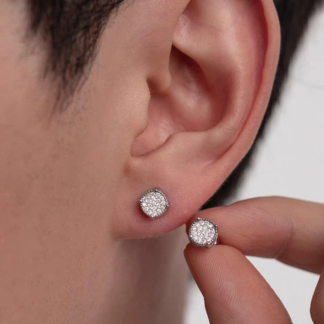 Hip Hop Sparkling Zircon Stud Earrings,4 Prong Setting, Bling Design,Unisex For Daily Wear And Parties - 5 - CJ