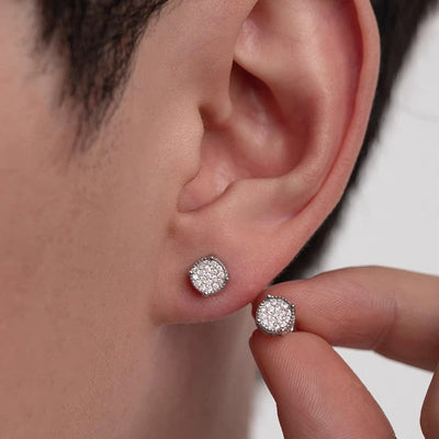 Hip Hop Sparkling Zircon Stud Earrings,4 Prong Setting, Bling Design,Unisex For Daily Wear And Parties - 5 - CJ