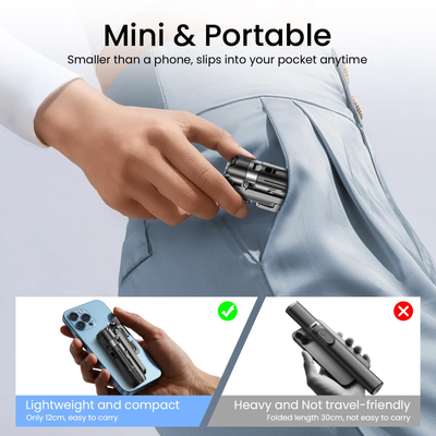 Phone Selfie Tripod Small With Romote - 3 In 1 Cell Phone Tripod Stick 4 Sections Extenable Foldable Pocket Size 2 Cold Shoe Mount 360 Degree Rotation 33ft Remote Control For Phone Smartphone - 5 - CJ